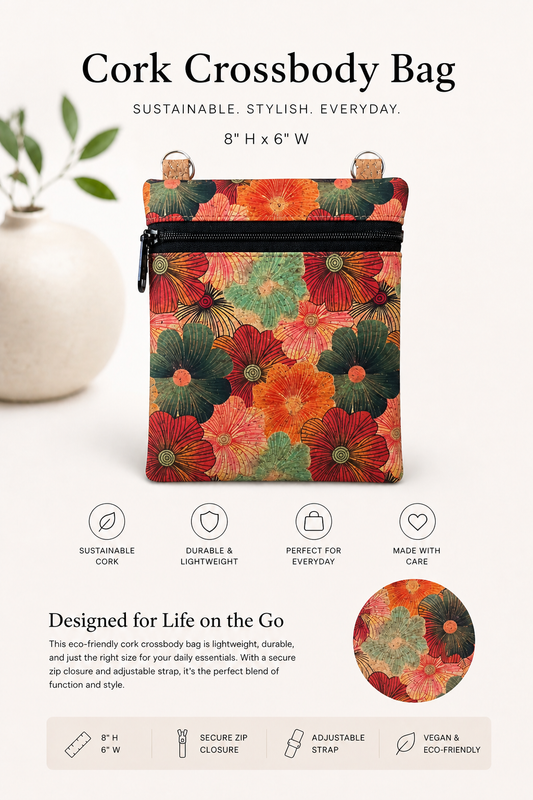 Ann Cork Cellphone Bag - W/Adjustable Strap - Vegan - Handmade - Sustainable