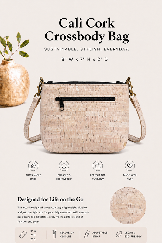 Cali Cork Crossbody Bag – Handmade - Vegan - Purse