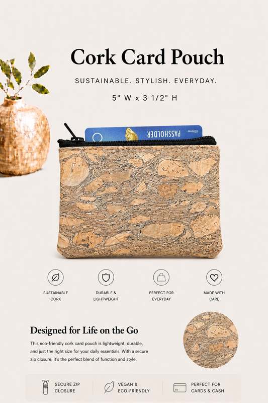 Cards/Coins/Jewelry Pouch - Cork -Vegan - Handmade - Sustainable - Choose your fabric