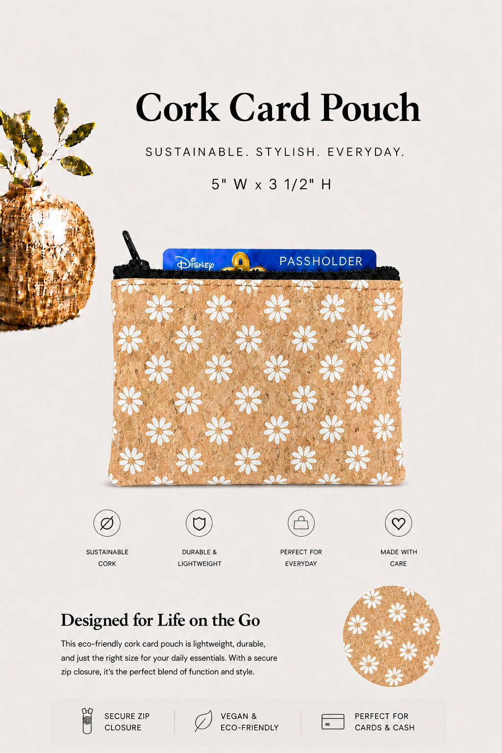 Cards/Coins/Jewelry Pouch - Cork -Vegan - Handmade - Sustainable - Choose your fabric