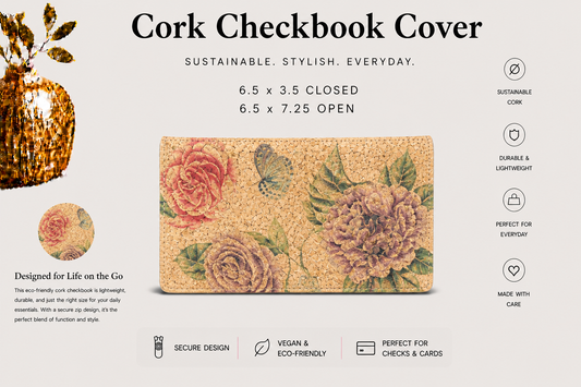 Checkbook Cork Cover - Vegan - Handmade - Sustainable