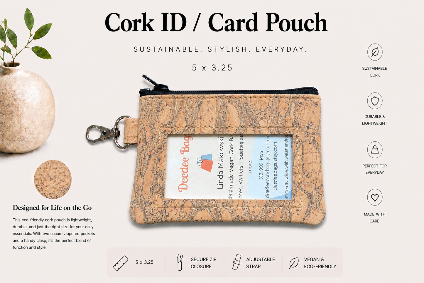 ID Card Cork Pouch - Vegan - Handmade - Sustainable
