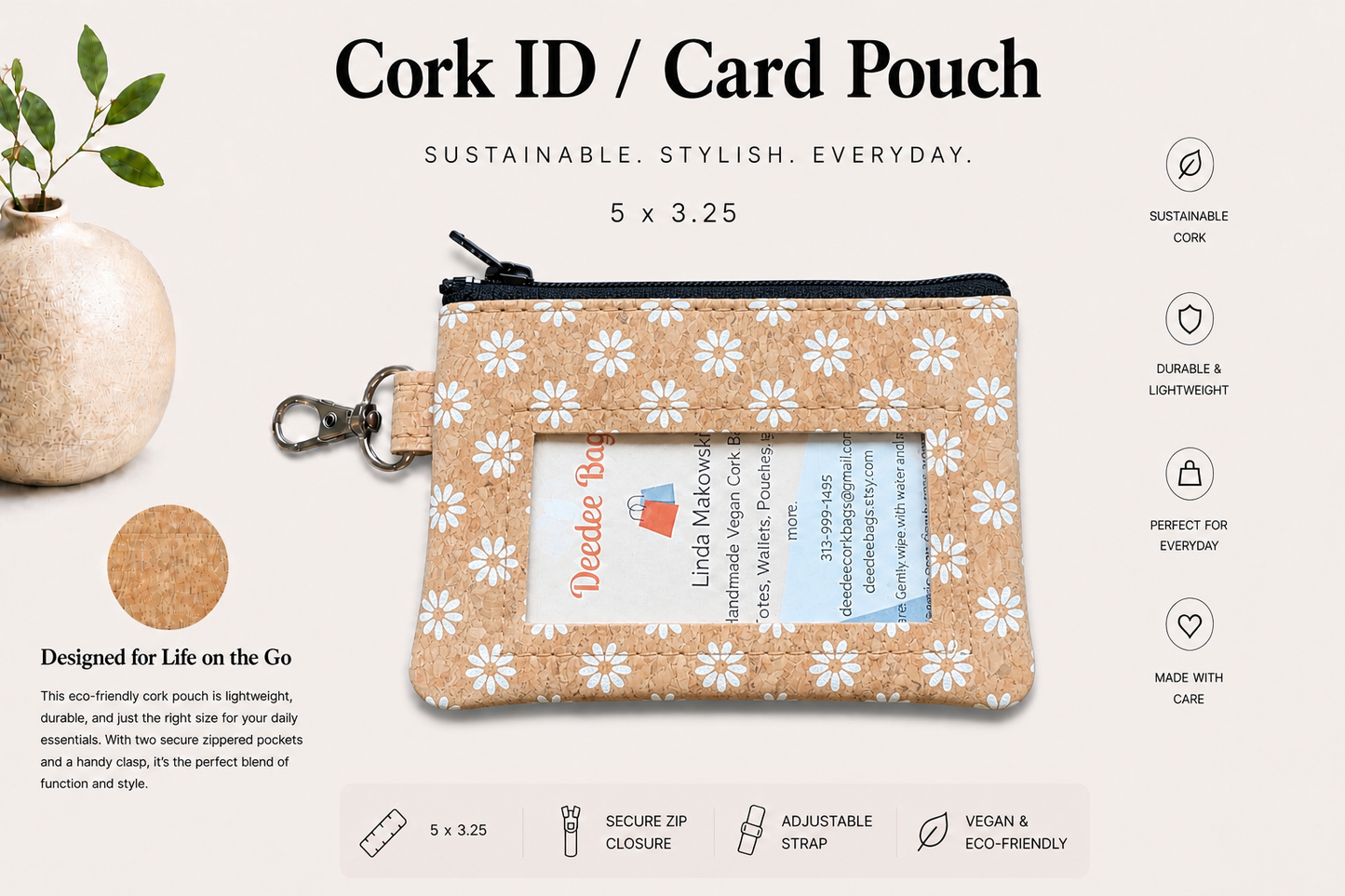 ID Card Cork Pouch - Vegan - Handmade - Sustainable