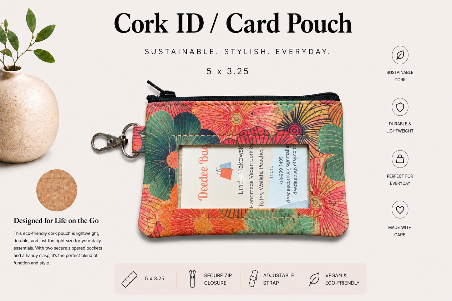 ID Card Cork Pouch - Vegan - Handmade - Sustainable