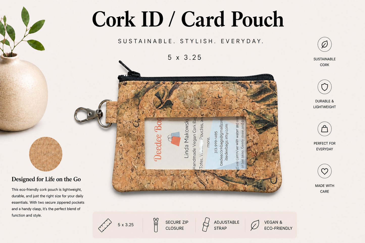 ID Card Cork Pouch - Vegan - Handmade - Sustainable