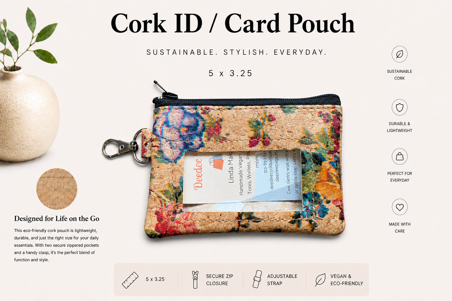 ID Card Cork Pouch - Vegan - Handmade - Sustainable