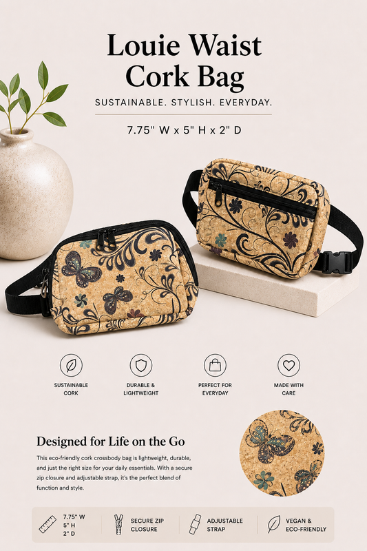 Waist Cork Bag – Handmade - Vegan - Sling - Adjustable Strap