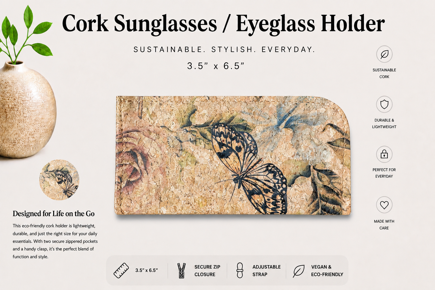 Sunglass/Eyeglass Cork Holder - Vegan - Handmade - Sustainable