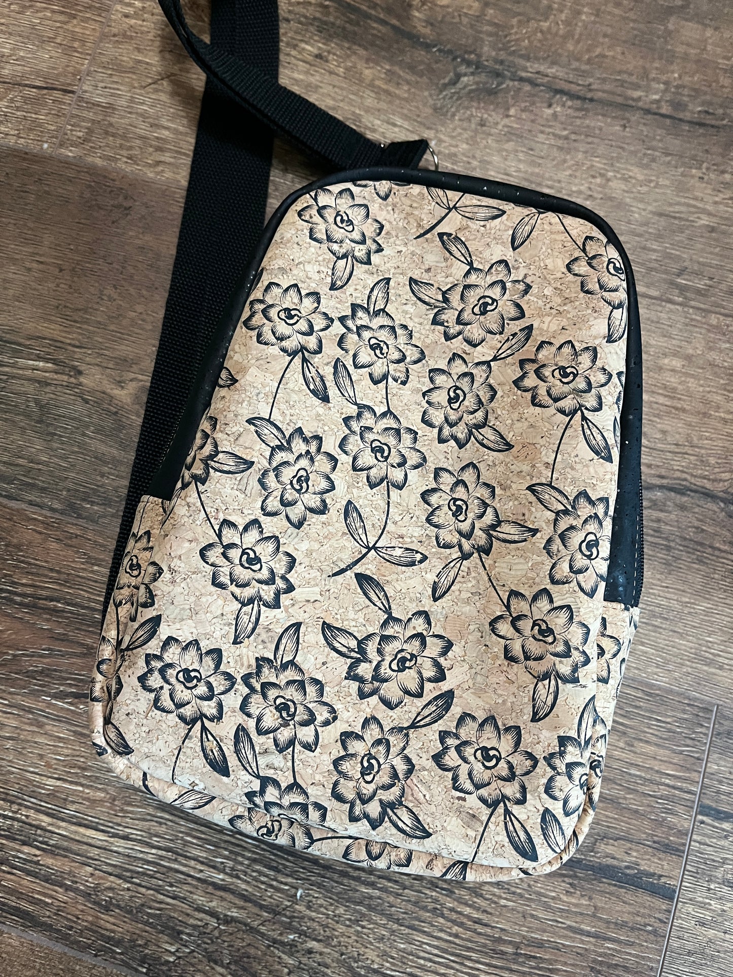 Simplicity Cork Sling Bag - w/Adjustable Strap - Vegan - Handmade