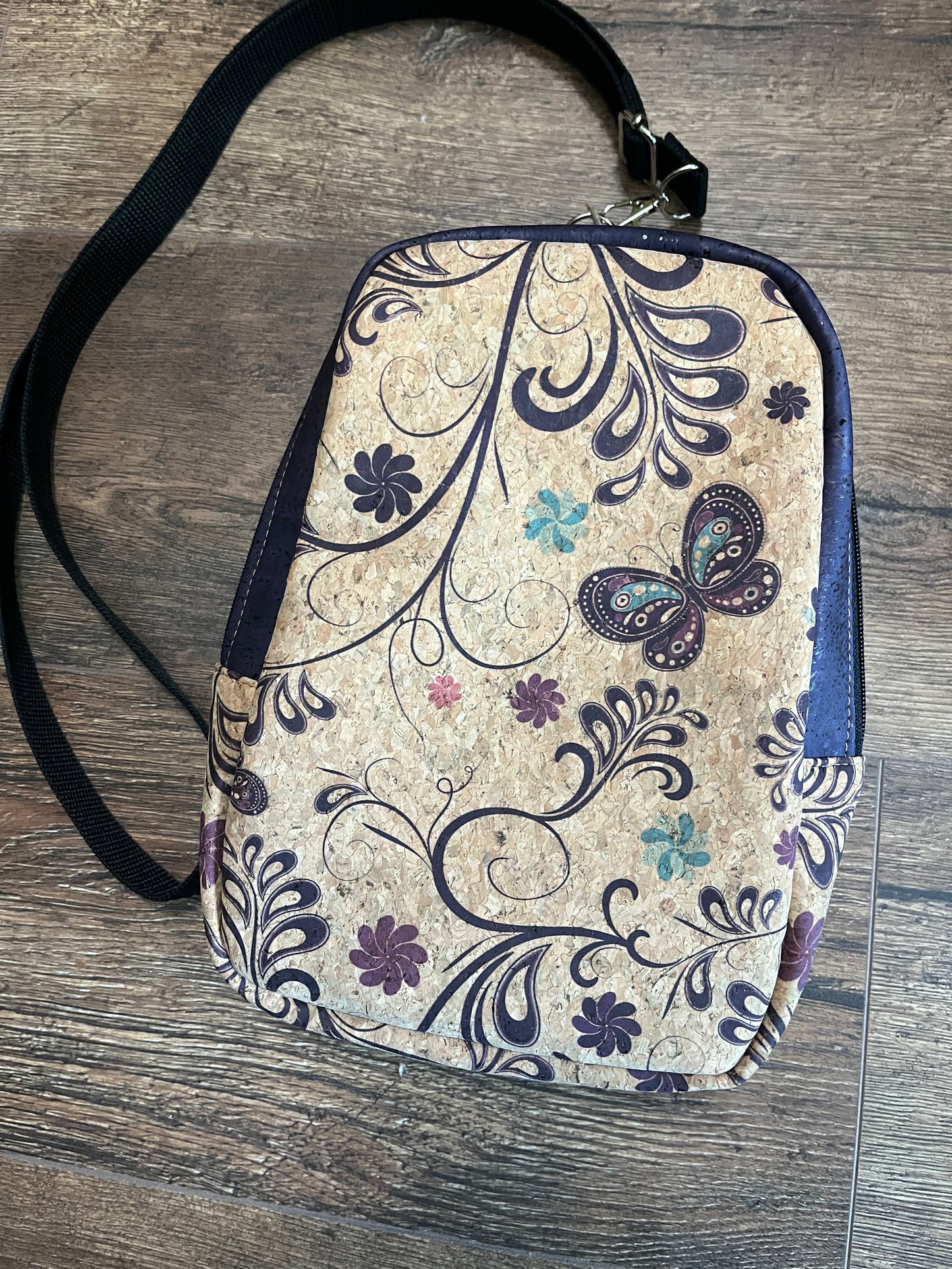 Simplicity Cork Sling Bag - w/Adjustable Strap - Vegan - Handmade